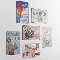 네이처데코 복고풍 인테리어 철판 그림 액자 2P SET (6type), 핫도그