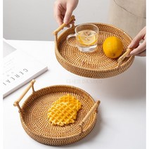 라탄 채반 볏짚받침 볏짚 받침대 공예품 캠핑 냄비 티코스터 식탁 매트 왕골 볏집 우드, 중(23CM)