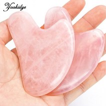 괄사 마사지 옥돌 natural jade gua sha 스크레이퍼 보드 마사지 로즈 쿼츠 jade guasha stone for face 목 피부 리프팅 주름 제거제 뷰티 케어, 로즈 쿼츠 백