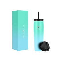 IRON °FLASK 노마드 텀블러 591.5mL(20온스) 뚜껑 2개(빨대플립) 진공 단열 스테인리스 스틸 병 이중 벽 보온 커피 여행용 머그 금속 물통, Sky_1 Count (Pack of 1)