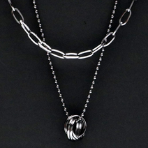 두줄 레이더드 남자목걸이 볼체인 타원링체인 남성 목걸이 기념일 선물