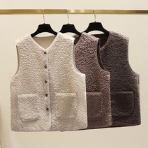 페니(Feni) 여성 빅사이즈 가을 겨울 뽀글이 조끼 베스트 브라운