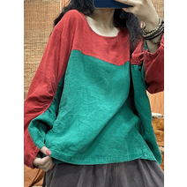 이레 가오리 오버핏 배색 린넨 티셔츠 a970298