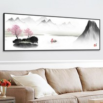 HAENGBUK 벚꽃 산수화 풍경화 보석 십자수 대형 사이즈 비즈 공예 실내 취미, 하나, 220X78cm