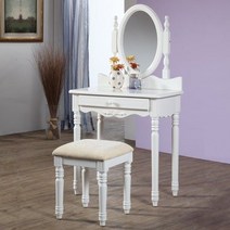[천삼백케이] [아이디얼리빙] 루시아 원목 화장대 세트(화장대+거울+의자), 단품