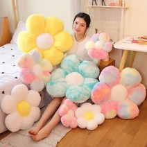 플라워쿠션 꽃 베개 부드러운 해바라기 매트 소파 침대, 분홍색+30cm