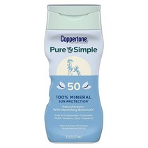 Coppertone 퓨어 심플 자외선차단제SPF50 미네랄선크림 바디자외선차단제 저자극성 무향 177ml 1개
