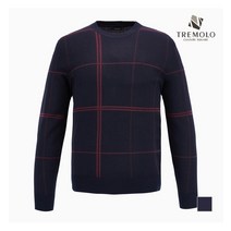 인디안 TREMOLO 네이비 라운드 불규칙 볼드체크 니트_TRNBRWF8481