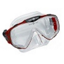 아쿠아렁 쿼츠1 마스크 1안식 원터치스위벨버클 넓은시야 스쿠버다이빙용품장비 보관케이스포함, 레드