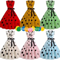 땡땡이 레트로 햅번 원피스 빈티지 복고풍 물방울 도트 드레스