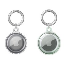 구디푸디 에어태그 풀커버 투명 키링케이스 2개   보호필름 2매, 블랙 그린, 1개