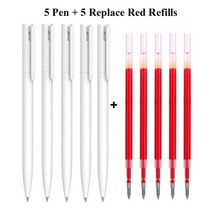 원래 샤오미 펜 쓰기 부드러운 빛 Mijia 붙이는 코어 교체 리필 블루 레드 블랙 0.5mm 비즈니스 롤러 볼펜, 5pen 5red refills