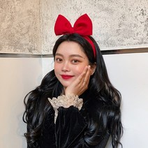 동화 속 백설공주 리본머리띠 왕리본 헤어밴드 (블랙/레드)