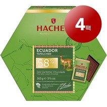Hachez 하세스 독일 직배송 에콰도르 58% 카카오 에델 자트비터 초콜릿 박스 165g Ecuador Edel Zart bitter schokolade, 4팩