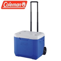 콜맨 휠 쿨러 60QT 캠핑 아이스박스 56L 블루&화이트 2000027863, 1. 블루&화이트