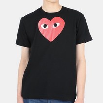 디몬트 22 S/S 꼼데가르송 남성 레드 하트 프린팅 반팔블랙 P1