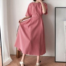 JTcorp. 체크패턴 롱원피스 심플 여름 데일리룩 뒷지퍼 허리뒷밴딩 여름원피스 1WA9EBA2