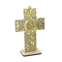 벽걸이 십자가 원목 나무 첫영성체선물 천주교 가톨릭 성물 목조 서 크로스 장식 제단 스탠드 양면 테이블, 02 Gold