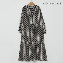 코인코즈 V넥 패턴 오버핏 캉캉 긴팔 원피스 (IY2AO8110)