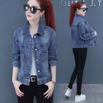 여자 청자켓 빅사이즈 봄 가을 슬림핏 데님 자켓 자수 상의 women denim jacket JX0952