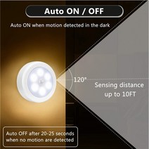 자기 pir 모션 센서 라이트 실내 led 옷장 야간 조명 배터리 전원 무선 벽 퍽 램프 계단 욕실 조명, 하얀