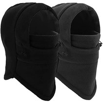 발라클라바 스키 마스크 2개 - 남성용 여성용 방풍 워머 양털 조절식 겨울 마스크, Black+dark Gray