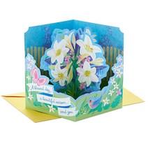 Hallmark 홀마크 Paper Wonder 디스플레이 가능한 팝업 부활절 카드 백합 _220930, Pop Up Lilies Card Blessed Da
