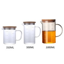 대나무뚜껑 유리 계량컵 실험실 비이커, 1000ml