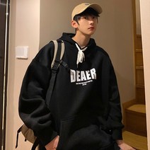 이유까까 남성용 DEAER 오버핏 기모 후드티