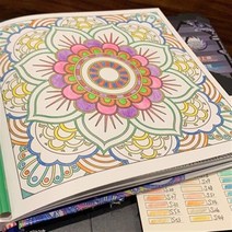 만다라 북 성인 컬러링 그림책 그래피티 에너지, 만다라 일반모델 24쪽 유성 색연필 12색