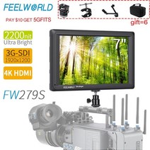 Feelworld fw279s 3g sdi 4k hdmi 1920x1200 7 인치 2200nit 울트라 브라이트 일광 카메라에서 볼 수 있는 야외용 dslr 필드 모니터, fw279s와 4개의 선물