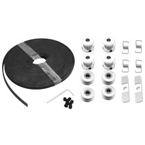 5mx6mm GT2 타이밍 벨트 + 4pcs 20 치아 5mm 내경 풀리 + 4pcs 아이들러 + 4pcs 텐셔너 스프링 비틀림 + 2pcs 기어 클램프 마운트 및 3D 프린터 용, 보여진 바와 같이, 하나