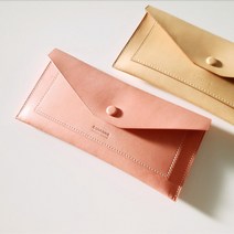 어뮤즈인 핑크 슬림 지폐지갑 베지터블 파라핀 용돈 장지갑 가죽공방 친환경 수제 주문제작