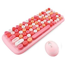 DIGI 블루투스 마우스 전자기기귀여운 Kawaii 무선 키보드 마우스 빗 혼합 다채로운 타자기 USB Windows 노, 01 Pink, 한개옵션1