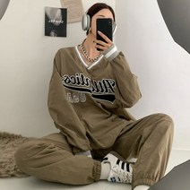 바스락 아노락 셋업 커플 트레이닝 세트 나일론 맨투맨 조거팬츠