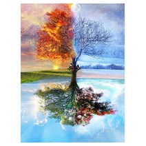세진 DIY 보석십자수 3D 72가지 신제품 새로운 취미생활 보석 십자수 보석십자수, 34x44 사계절 나무, 1세트
