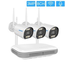 smar 무선 wifi 카메라 키트 3mp 양방향 오디오 ai 얼굴 감지 야외 보안 카메라 8ch nvr 비디오 감시 시스템 icsee, 1t, 8ch nvr 및 3 캠