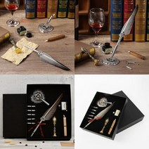 퀼 깃털 만년필 세트 그레이 깃털만년필 예쁜만년필 만년필펜 만년필선물 만년필세트