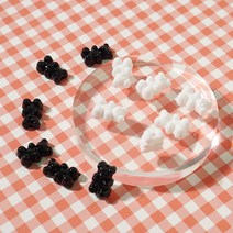 [6개]11mm 세로형 곰젤리 블랙 화이트 P12-02곰 팬던트 팔찌 키링 악세사리재료