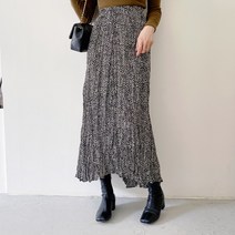 리엘라 라레게 밴딩 주름 호피 롱 스커트