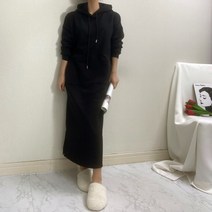 슈잼마켓 / 키커보이는 기모 후드 롱 원피스