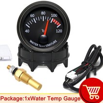52mm 자동차 차량용 수온 게이지 40 ~ 120 섭씨 센서 10mm 레이싱 블랙 쉘 화이트 백라이트, 01 water temp gauge