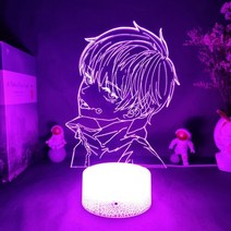 3D 홀로그램 팬 프로젝터 디스플레이 Inumaki Toge 애니메이션 입상 야간 조명, 용암 램프 베이스, 리모컨이 있는 16가지 색상