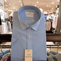 맨하탄셔츠 NC서면점 #여름신상 #가격인하 #슬림핏 반팔 면 혼방 스카이블루 쟈가드짜임 슬림핏 셔츠 [25Z7022]