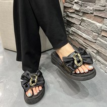 체인 리본 여름 통굽 여성 샌들 슬리퍼 bt427
