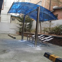 캐노픽스 정품 1500x5000 아파트 분리수거장 자전거보관대 렉산 시공전문점, 렉산_블루/브라켓_그레이/파이프_그레이