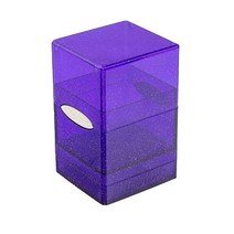 Ultra Pro - 글리터 퍼플 새틴 큐브 데크 박스: 컴팩트하고 하며 내구성이 마감 100개 의 카드 보관 스냅 핏 잠금 수집용 카드 스포츠 및 게임 보호, Glitter Purple Cube