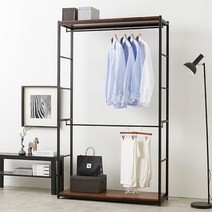 벨르 2단 1200시스템 철재 행거 드레스룸 수납 옷장, 벨르 2단옷봉 1200_멀바우