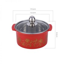 꼬치어묵탕냄비 캠핑오뎅냄비 스텐 인덕션 팬 자주 주물, 붉은 贴꽃 16CM涮涮锅