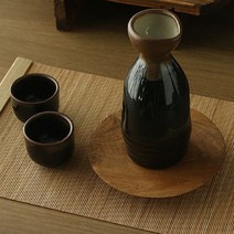 일본 도자기 주병 세트 일제 호리병 독구리 술병 술잔, 항아리, 블랙